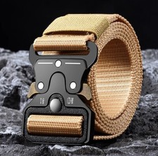 Ceinture Tactique, chasse, pêche et nature - Beige /TAN-boucle doré - Livr. grat