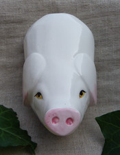 ANCIEN DÉROULEUR À FICELLE MURAL - COCHON EN FAÏENCE