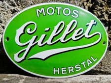 Plaque émaillée Moto GILLET HERSTAL Enamel Sign no Terrot Fn Bsa