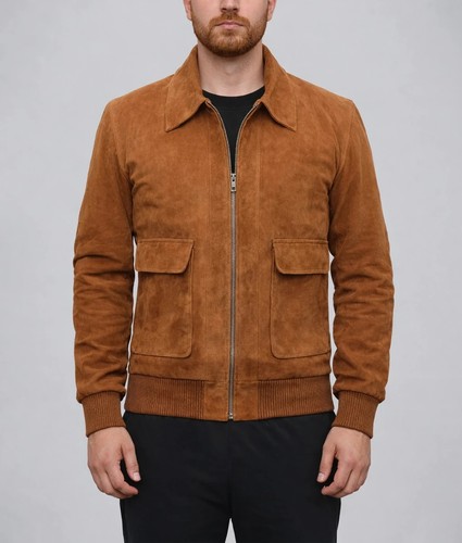 Veste cuir daim marron - en,