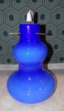 ANCIENNE SUSPENSION GLOBE EN VERRE COULEUR BLEU ANNEES 70 LAMPE MASSIMO VIGNELLI