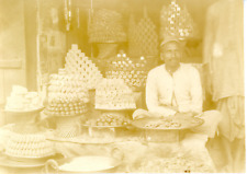 Pakistan, Inde, marchand, camelot, étal Vintage abumen print Tirage albuminé 