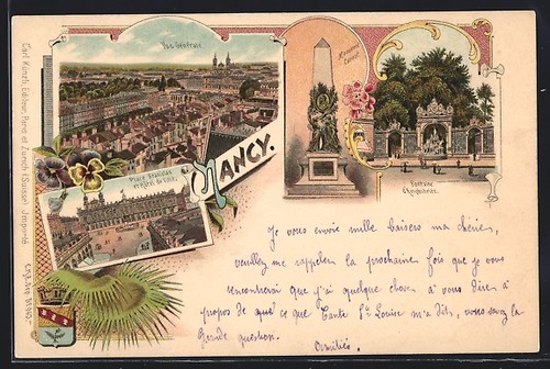 Lithographie nancy monument - lithographie,