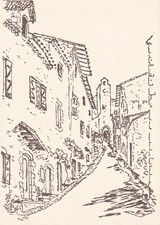 Carte postale 10x15cm postcard BRUNIQUEL rue de l'hôpital dessin Jacky Poussou