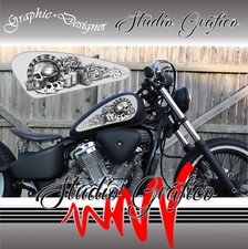2 Graphiques Adhésif Decal Stickers Honda Shadow Tete de Mort Poker Moto Custom