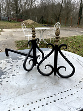 2 Chenets en fer forgé et laiton