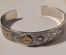 Joe Descoteaux Colibri Mumming Bird Floral Bracelet Argent Sterling & Or 14K #H1