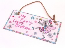 Plaque de Porte Métal Fantaisie Enfant Fille Fée " My Fairy Lovely Bedroom "