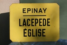 plaque émaillée signalisation métro bus Paris Epinay Lacepede .