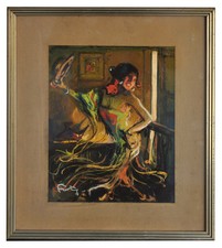 Portrait de gitane gouache de Louis Fortuney