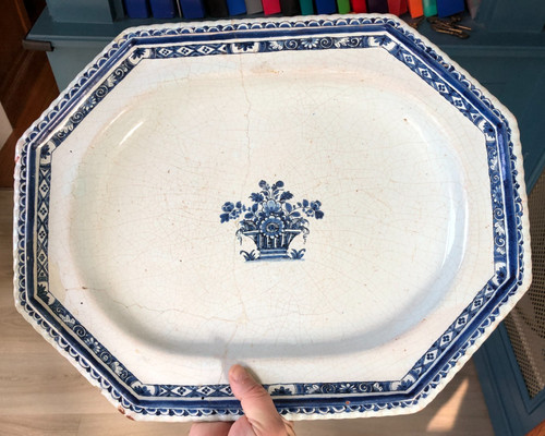 Grand plat octogonal faïence - grand,