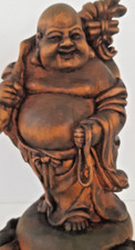 Ancienne statuette de Bouddha sculpté en bois, Chine, Asie.