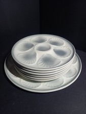 6 Assiettes A Huitres faience de  Moulin Des Loups vintage Et Leur Plat