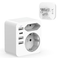 Adaptateur Prise Voyage USA6in1 France vers USA avec 3USB A Et 1USB C（3.4A 17...