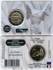 France 2 euro 2025 Musée du Louvre Victoire de Samothrace Coincard BU