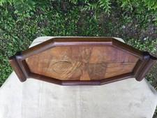 Plateau ancien années 30 en bois marqueterie octogonal Art Deco L 48 cms