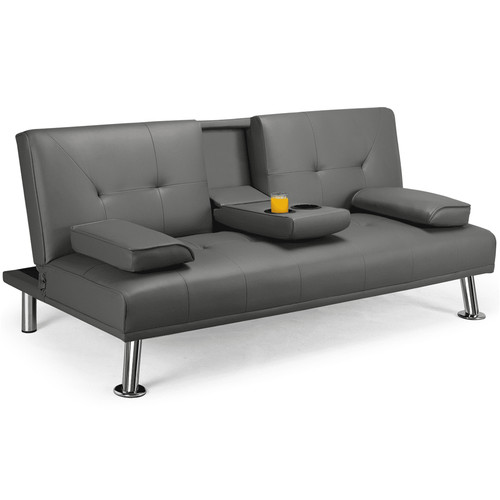 Modern faux leather futon with - modern,