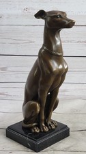 Gracieux Bronze Lévrier Statue Chien Whippet Sculpture Art Pet Lover Main Fait