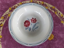 Plat Rond Creux Faience Sarreguemines Digoin Modèl Alésia Déco Roses Bleues 28,5