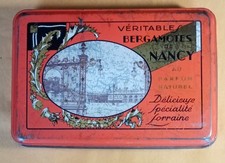 ancienne boîte en métal - publicité - bergamotes de Nancy
