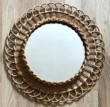 Miroir ancien en rotin diamètre 41 cm - Voir descriptif