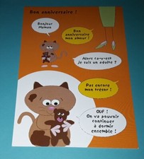 1 carte postale chat ours peluche Bon anniversaire humour  15×10,5 cm non écrite