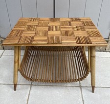 table basse rotin et bambou 1960