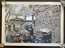 RARE Poster Épais, 109,5X79,5 cm Concorde Cockpit , Éric CELERIER 1994, NEUF