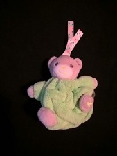 Peluche doudou petit kaloo plume attache tetine fluo vert gris blanc 13cm ttbe