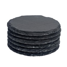 Forme ronde naturelle Ardoises boissons Coupes Coasters - Lot de 6