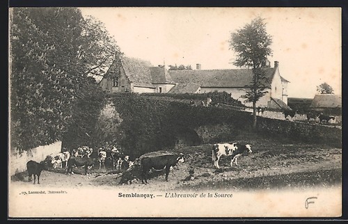 Cpa semblancay abreuvoir - semblancay,, l´abreuvoir