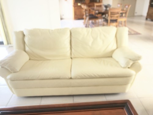 Canapé places cuir - 3, beige