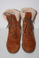 ANDRE  Bottines Boots à Talons Nubuck Lacets Chevilles Fourrure T 38 TTBE