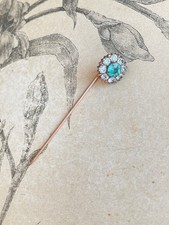 Ancienne épingle à chapeau / cravate perle de verre verte taillée - 1900