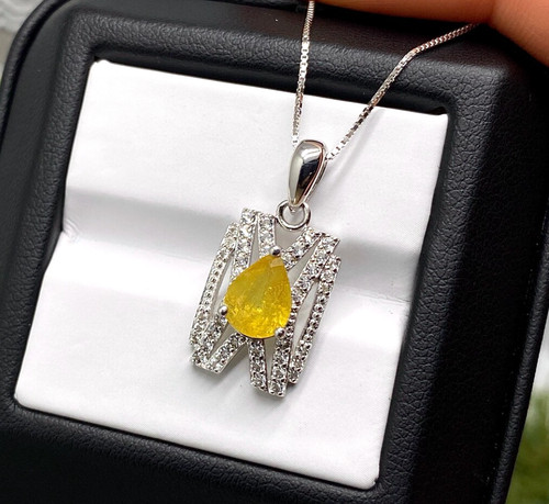 Collier saphir jaune - , naturel
