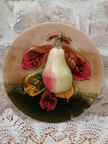 Assiette barbotine ancienne - assiette,