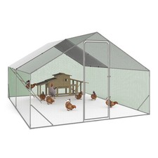 Enclos poulailler 12 m² 4x3 M avec grand perchoir 4 niveaux en bois acier galvan