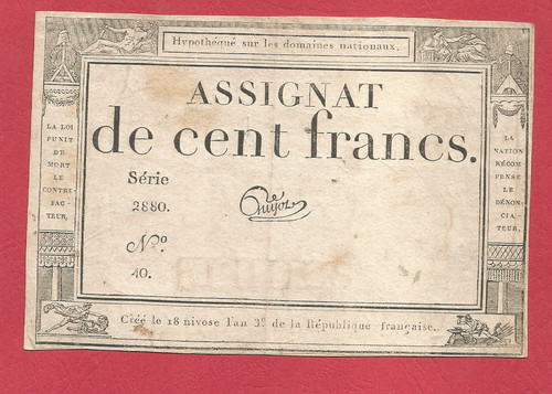 Assignat 100 francs nivose - assignat,