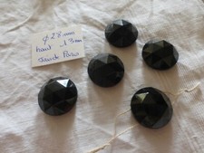 lot de 5 NAVETTE cabochon rond perle Jais de PARIS verre noir époque art déco