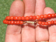 BEAU COLLIER ANCIEN XIXème avec PERLE en CORAIL Facetté et FERMOIR OR 18K / 41cm