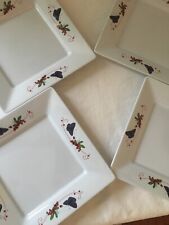 4 ASSIETTES CARRÉES MÉLANINE CAMPING CAR CARAVANING DÉCOR FLEURS PAPILLONS