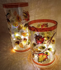 2 Crackle Glass Candle Led