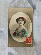 Carte Postale Ancienne Fantaisie Femme avec Bandeau CPA Années 1900