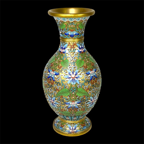 Vase bronze doré émaux - bronze,