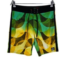Quiksilver Géométrique Vert Maillot Natation Short Caleçon Taille 16 163-168 CM