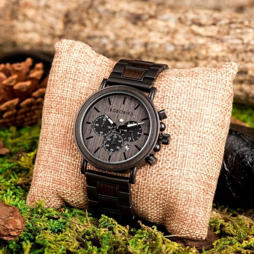 Wood men watch - men, chronograph