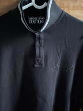 Polo « Versace Jeans Couture » à  manche longue, taille 44 (XL), col bicolore.