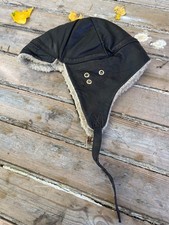 Ancien casque en cuir. Aviateur, motard. Début XXem