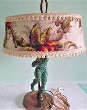 Lampe de chevet vintage année 50 trophée de sport rugbyman régule vert