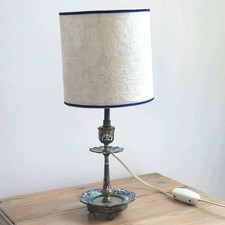 Lampe Bougeoir en Bronze Cloisonné Émaillé et Onyx XIXe avec Abat-jour 